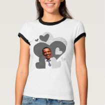 Barack collage women's black ringer t-shirt