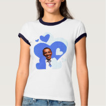 Barack collage women's navy ringer t-shirt