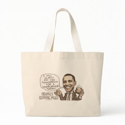 Barack Hamburger Eating  Anti-Obama Gear Tote Bag by YesPoliticsSuck