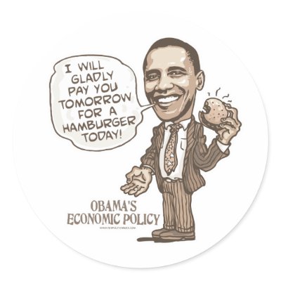 Barack Hamburger Eating  Anti-Obama Gear Sticker by YesPoliticsSuck