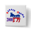 BARACK OBAMA 2008 DONKEY BUTTON