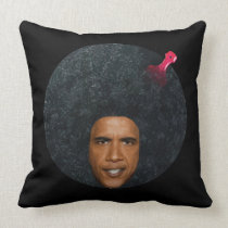 Barack Obama Afro Portrait Stencil Pillow