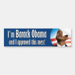 Barack Obama approved this mess Bumper Stickers