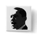 Barack Obama Black on White Square Button