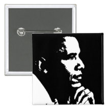 Barack Obama Black & White Profile Button