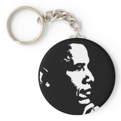 Barack Obama Black & White Profile Keychain by JuJuGarden