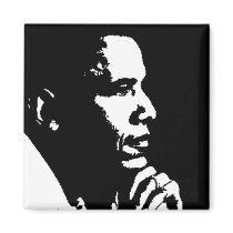 Barack Obama Black & White Profile magnets by JuJuGarden Barack Obama Black & White Profile magnets