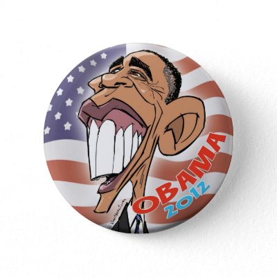 Barack Obama Cartoon Caricature Button