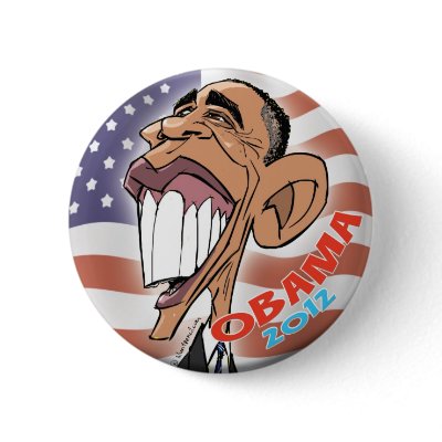 Barack Obama Cartoon Caricature Button by FunnyCartoonMugs