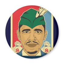 Barack Obama Hood Robbin' Hood Sticker. Spread the Fridge Magnet