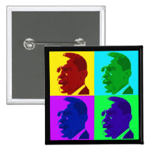 Barack Obama in Living Color (Foursquare Button)