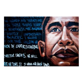 Barack Obama Mural, Brooklyn, New York print