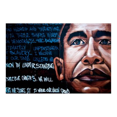 Barack Obama Mural & Speech, Brooklyn, New York Poster by beverlytazangel