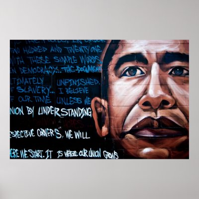 Barack Obama Mural & Speech, Brooklyn, New York Poster by beverlytazangel