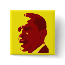Barack Obama Portrait Button in Red on Yellow by irregulargoods Barack Obama Portrait Button in Red on Yellow
