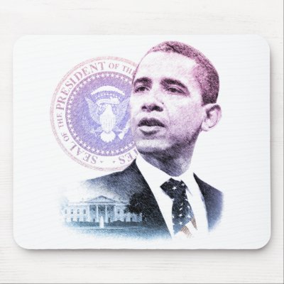 Barack Obama Portrait Mouse Mat by tempera70