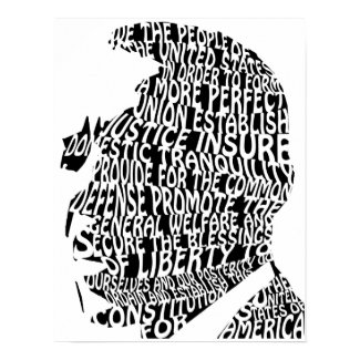 Barack Obama Portrait and Preamble to the Constitution Poster