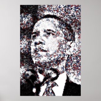 Barack Obama Red White & Blue Stars Mosaic poster