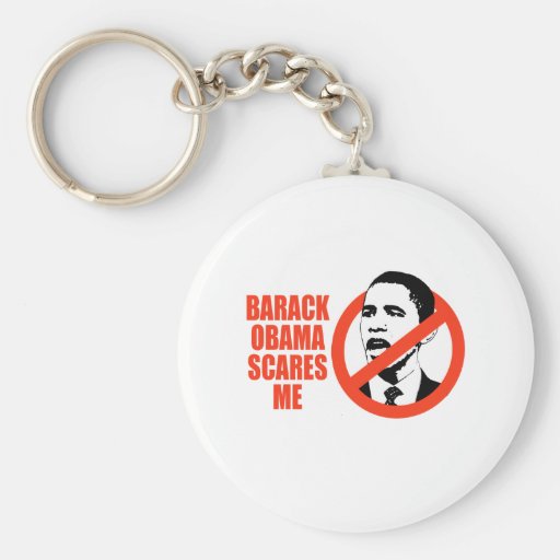 BARACK OBAMA SCARES ME / ANTI-OBAMA T-SHIRT KEYCHAIN