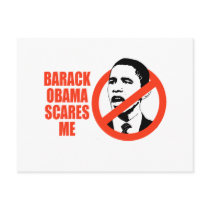 BARACK OBAMA SCARES ME / ANTI-OBAMA T-SHIRT postcards
