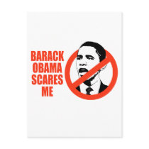 BARACK OBAMA SCARES ME / ANTI-OBAMA T-SHIRT postcards
