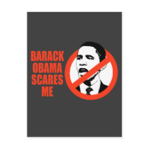 BARACK OBAMA SCARES ME / ANTI-OBAMA T-SHIRT postcards