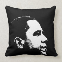 Barack Obama Side Portrait Stencil Pillow