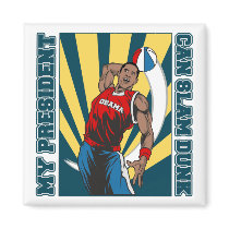 Barack Obama Slam Dunk Fridge Magnets