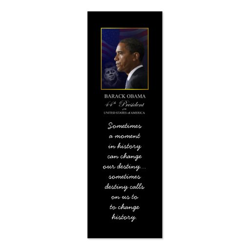 Barack Obama with JFK - Bookmarker Business Card (front side)