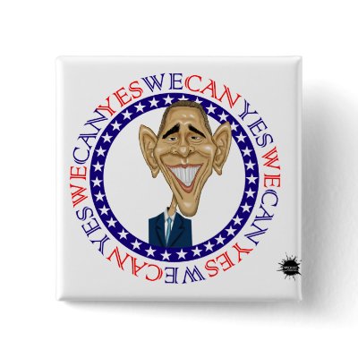 Barack Obama Yes We Can - Red and Blue Buttons by ScottNychay