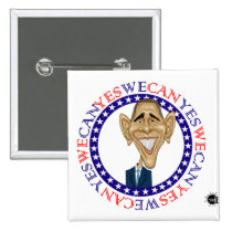 Barack Obama Yes We Can - Red and Blue buttons