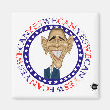 Barack Obama Yes We Can - Red and Blue Magnets