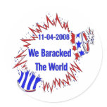 Baracked The World Round Stickers
