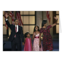Barak Obama family wave at the last night of Greeting Cards