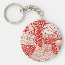 Barb Red Abstract Keychain