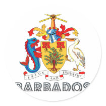 Barbadian Emblem Round Sticker