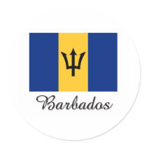 Barbados Flag Design Round Sticker