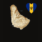 Barbados Flag Heart Map Fitted AA T-Shirt