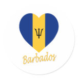 Barbados Flag Heart Round Stickers