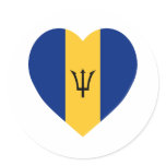 Barbados Flag Heart Round Sticker