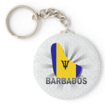 Barbados Flag Map 2.0 Key Chain