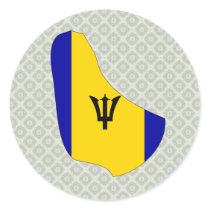 Barbados Flag Map full size Round Sticker