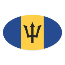 Barbados Flag Oval Sticker