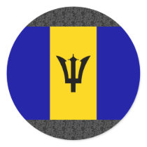Barbados Flag Round Sticker