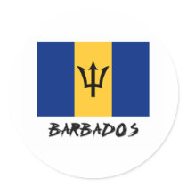 Barbados Flag Round Sticker