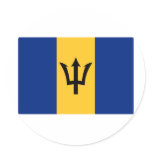 Barbados Flag Round Stickers