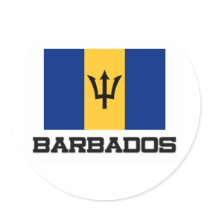 Barbados Flag Round Sticker