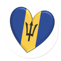 Barbados Heart Flag Stickers
