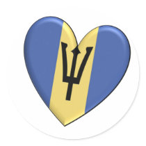 Barbados Heart Flag Stickers