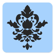 BARBADOS in Black - Custom Background Color Square Stickers